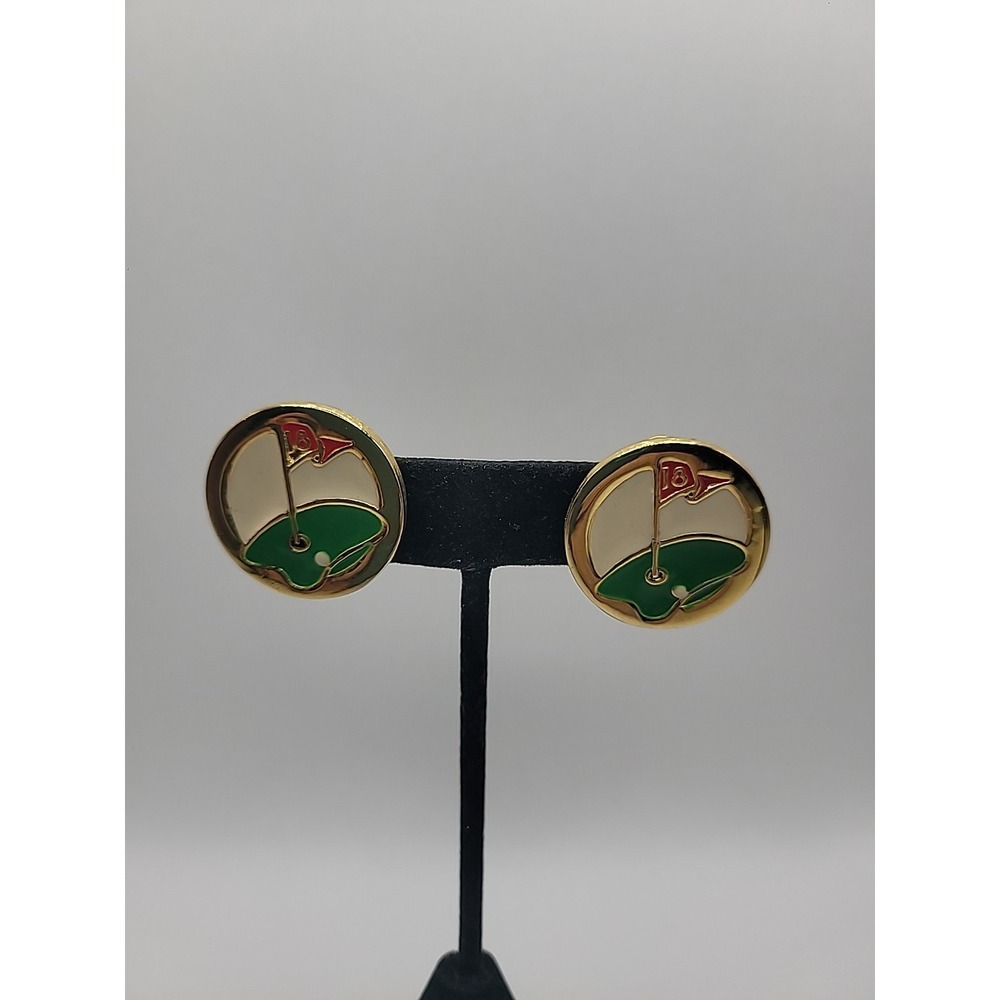 Vintage Dotty Smith Gold Tone Enamel Abstract Face Clip On Earrings Signed